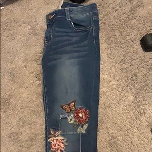 floral jeans